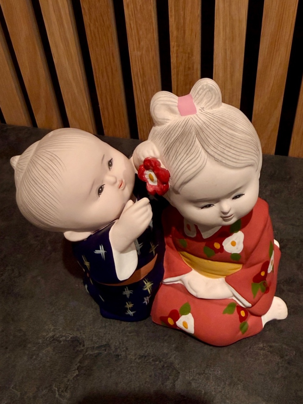 Vintage Hakata Doll Associated HD 5200 
Boy Putting Flower In Girls Hair